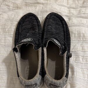 Hey Dude Textured Black and Cream Slip-Ons